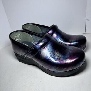 Dansko Women's XP 2.0 Clog Black Leather Glitter Flake Slip On Size 38